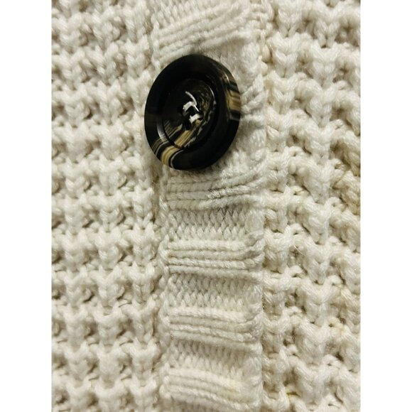 POL Chunky Cable-Knit Grandpa Cardigan – Cream/Ivory – Size L Cozy Vintage Vibe - Picture 3 of 15